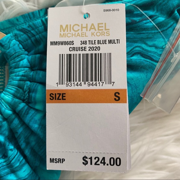 Michael Kors Teal Water Marble Logo Ring Tankini - Picture 6 of 14